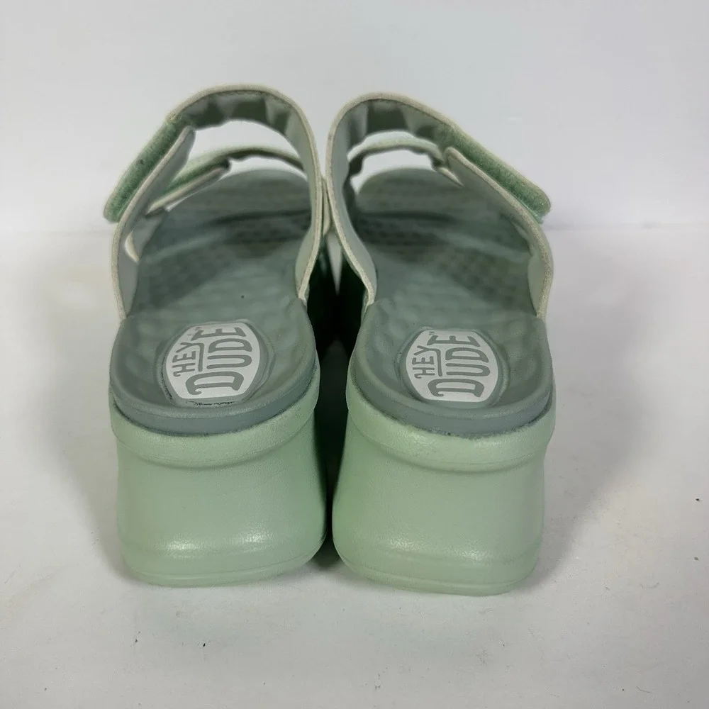 Hey Dude DelRay Sandals Women's US 6 Mint Green Slip On Platform Slide